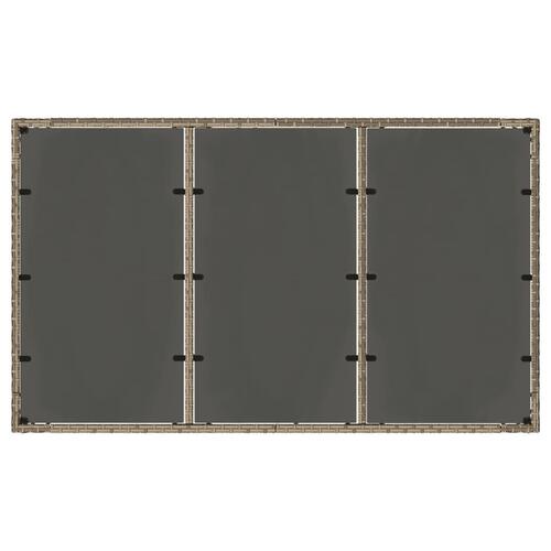 Havebord med glastop 150x90x75 cm polyrattan grå