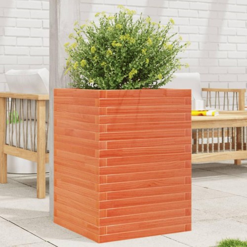 Plantekasse 50x50x68,5 cm massivt fyrretræ gyldenbrun