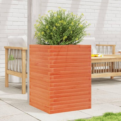 Plantekasse 50x50x68,5 cm massivt fyrretræ gyldenbrun