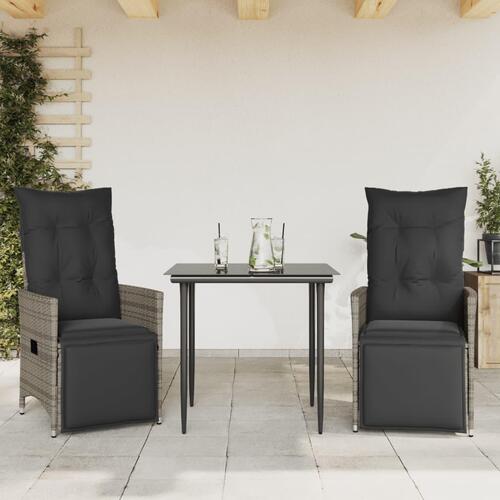 Havelænestole 2 stk. med hynder polyrattan grå
