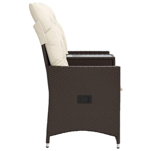 2-personers havesofa med bord og lænefunktion polyrattan brun