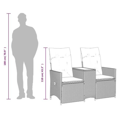 2-personers havesofa med bord og lænefunktion polyrattan brun