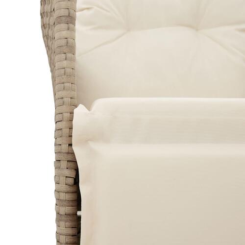 2-personers havesofa med bord og lænefunktion polyrattan beige