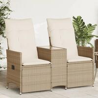 2-personers havesofa med bord og lænefunktion polyrattan beige