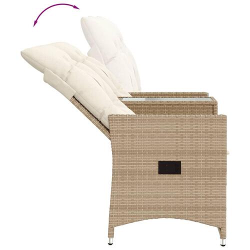 2-personers havesofa med bord og lænefunktion polyrattan beige