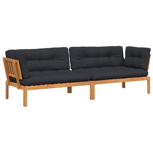 Hjørnemoduler til pallesofa 2 stk. med hynder massivt akacietræ
