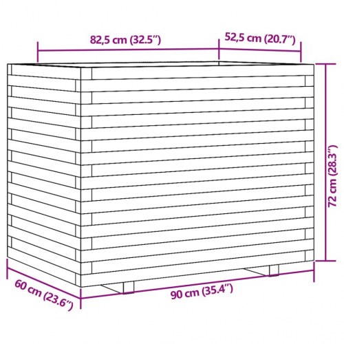 Plantekasse 90x60x72 cm massivt fyrretræ
