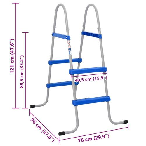 Poolstige til fritstående pool 84 cm stål og plast