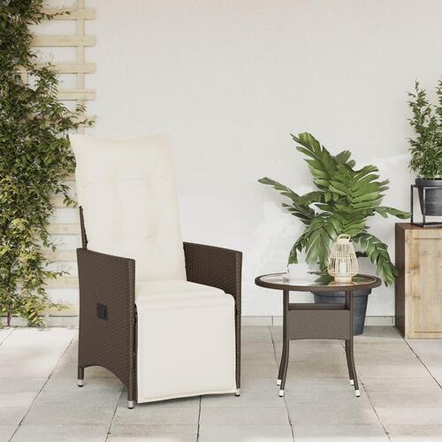 Havestol med lænefunktion og hynder polyrattan brun