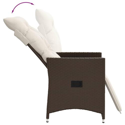 Havestol med lænefunktion og hynder polyrattan brun