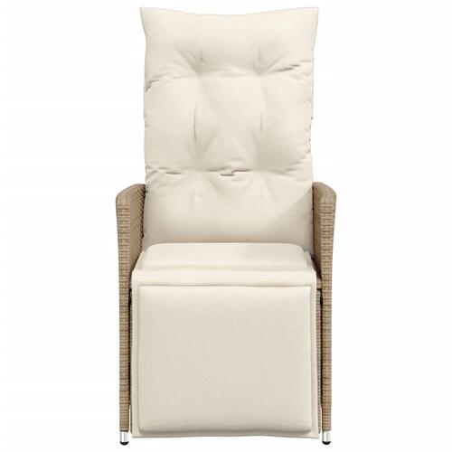 Havestol med lænefunktion og hynder polyrattan beige