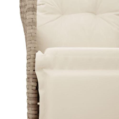 Havestol med lænefunktion og hynder polyrattan beige