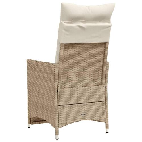 Havestole 2 stk. med lænefunktion og hynder polyrattan beige