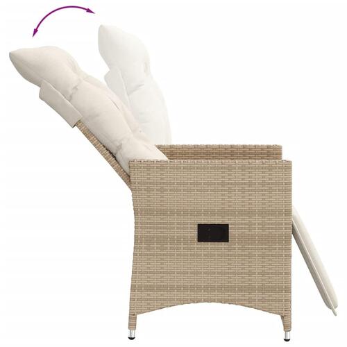 Havestole 2 stk. med lænefunktion og hynder polyrattan beige