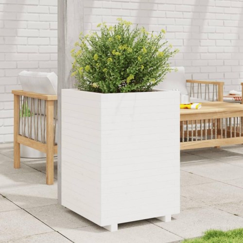 Plantekasse 50 x 50 x 72,5 cm i massivt fyrretræ - hvid