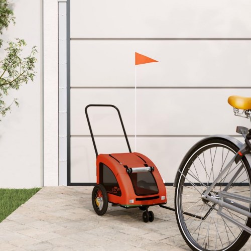 Cykeltrailer til kæledyr i oxfordstof og jern - orange/grå