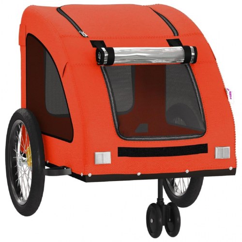 Cykeltrailer til kæledyr i oxfordstof og jern - orange/grå