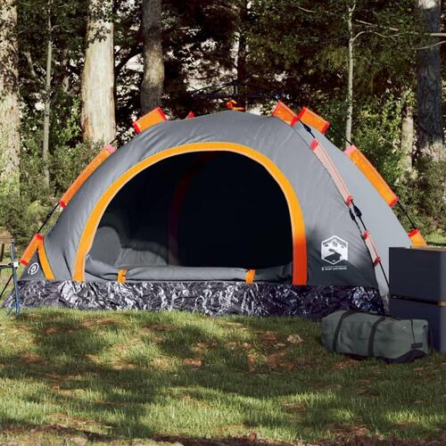 2-personers campingtelt vandafvisende quick-release grå og orange