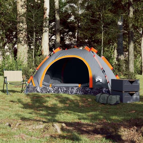 2-personers campingtelt vandafvisende quick-release grå og orange