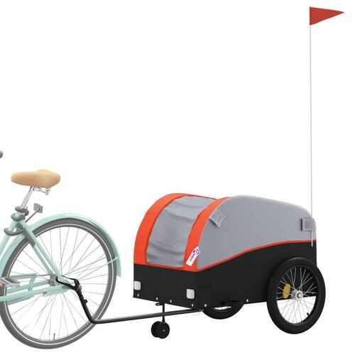 Cykelanhænger 45 kg jern sort og orange