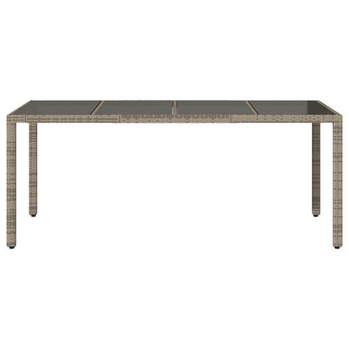 Havebord med glastop 190x90x75 cm polyrattan grå