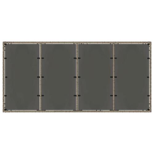 Havebord med glastop 190x90x75 cm polyrattan grå