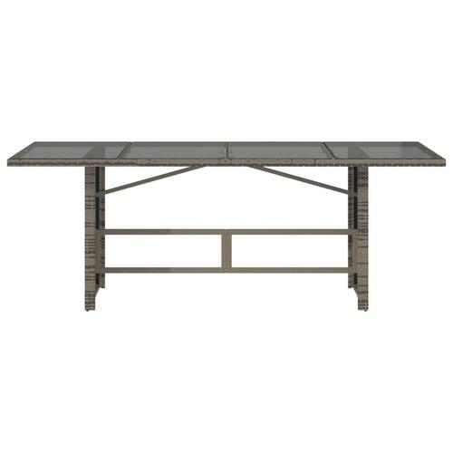 Havebord med glastop 190x80x75 cm polyrattan grå