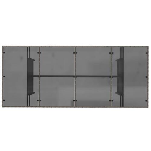 Havebord med glastop 190x80x75 cm polyrattan grå