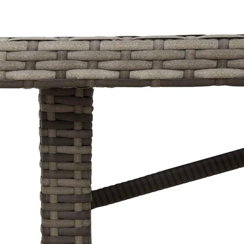 Havebord med glastop 190x80x75 cm polyrattan grå