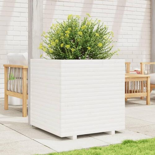 Plantekasse 70x70x72 cm massivt fyrretræ hvid