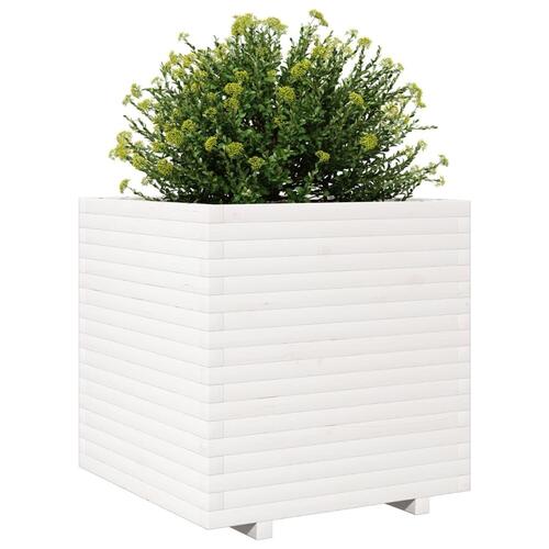 Plantekasse 70x70x72 cm massivt fyrretræ hvid