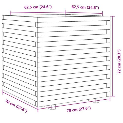 Plantekasse 70x70x72 cm massivt fyrretræ hvid