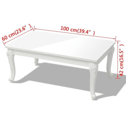 Sofabord 100 x 60 x 42 cm højglans hvid