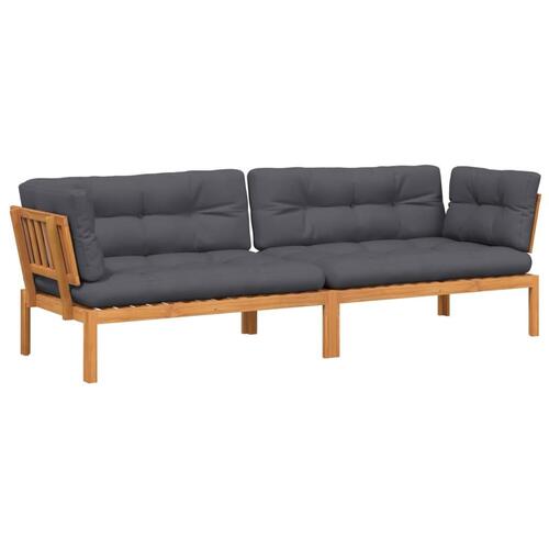 Hjørnemoduler til pallesofa 2 stk. med hynder massivt akacietræ