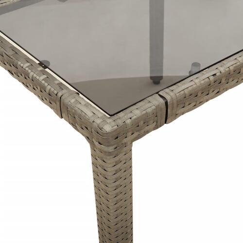 Havebord med glastop 90x90x75 cm polyrattan grå