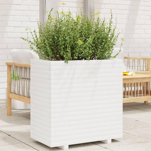 Plantekasse i massivt fyrretræ 70 x 40 x 72 cm - hvid