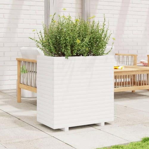 Plantekasse i massivt fyrretræ 70 x 40 x 72 cm - hvid