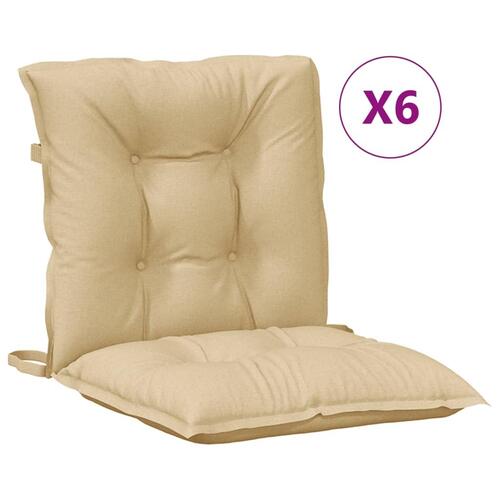 Stolehynder med lav ryg 6 stk. 100x50x7 cm stof beige