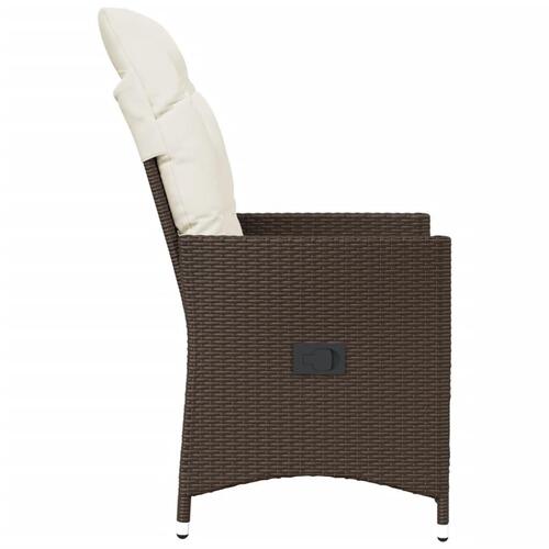 Havestole 2 stk. med lænefunktion og hynder polyrattan brun