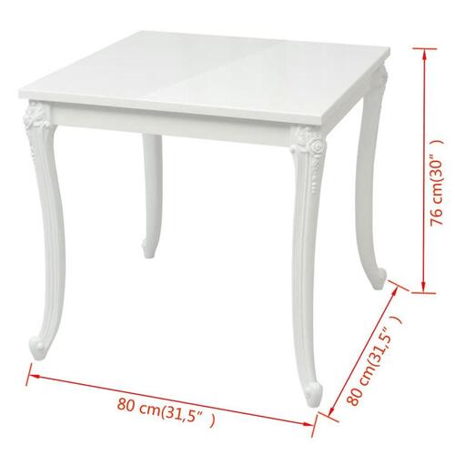 Sofabord 80 x 80 x 76 cm højglans hvid