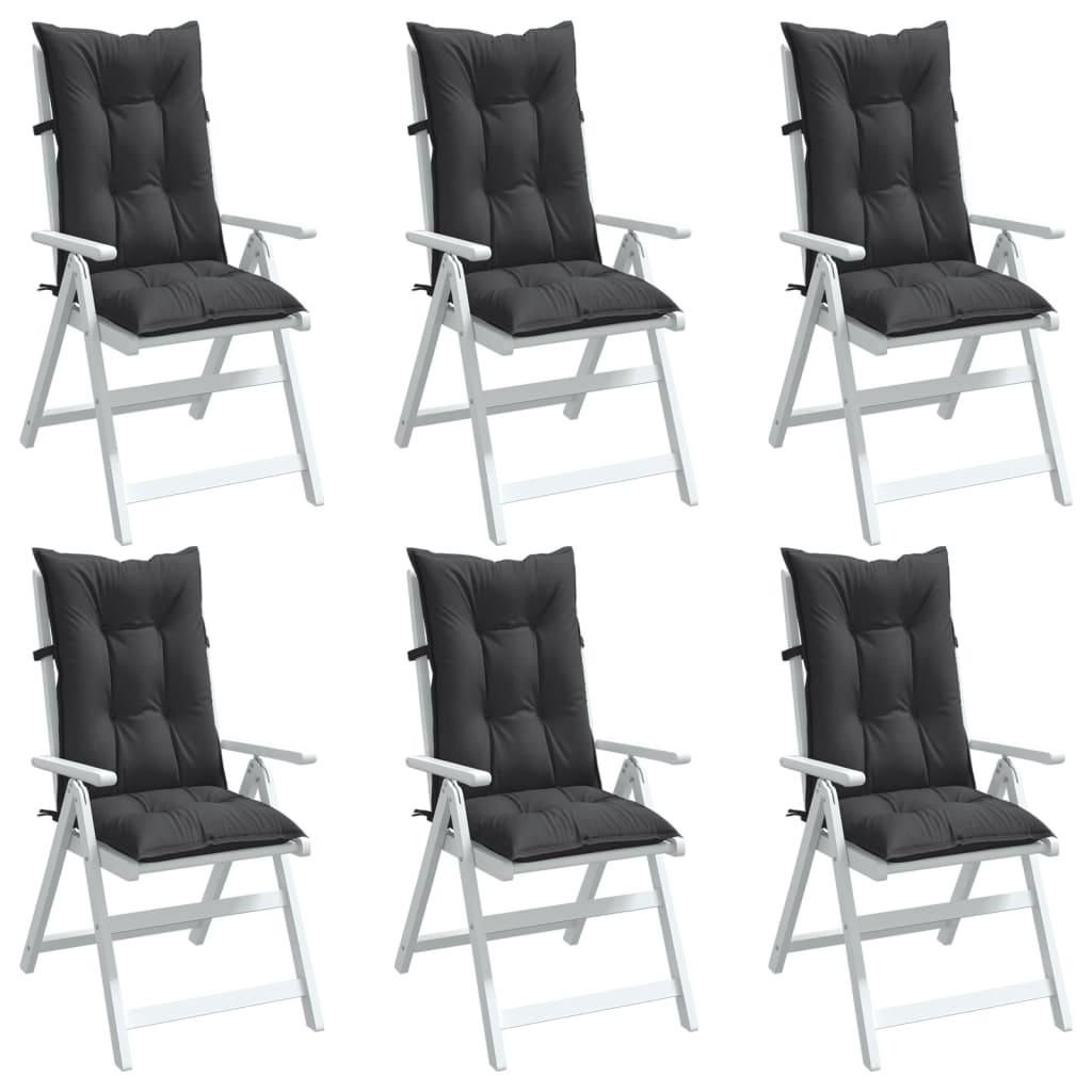 Stolehynder med høj ryg 6 stk. 120x50x7 cm stof antracitgrå