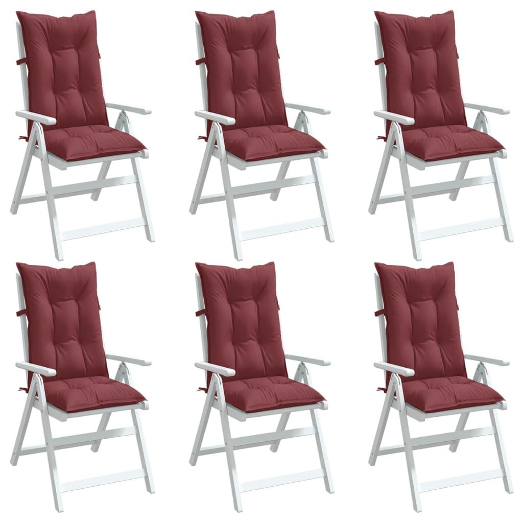Stolehynder med høj ryg 6 stk. 120x50x7 cm stof vinrød billede
