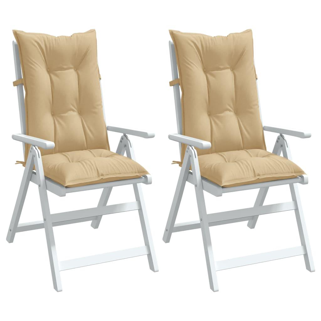 Stolehynder med høj ryg 2 stk. 120x50x7 cm stof beige billede