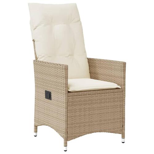 Havestol med lænefunktion og hynder polyrattan beige