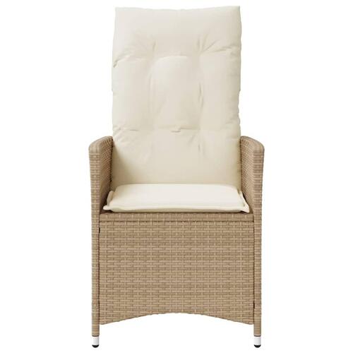 Havestol med lænefunktion og hynder polyrattan beige