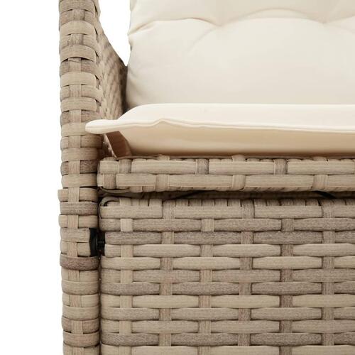 Havestol med lænefunktion og hynder polyrattan beige