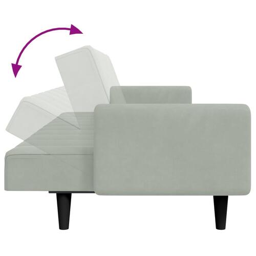 2-personers sovesofa med fodskammel velour lysegrå
