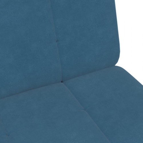2-personers sovesofa med fodskammel i velour blå