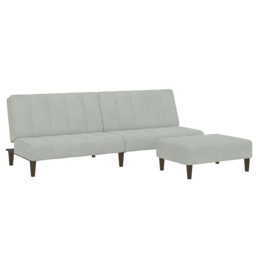 2-personers sovesofa med fodskammel velour lysegrå