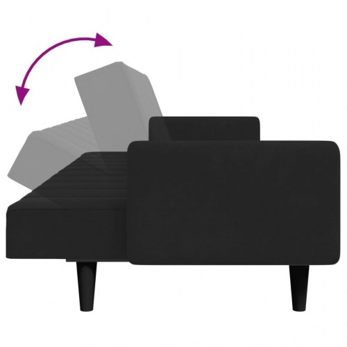 2-personers sovesofa med fodskammel velour sort